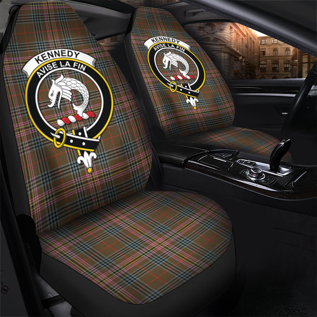 Kennedy Weathered Tartan Car Seat Cover with Family Crest - Tartanvibesclothing