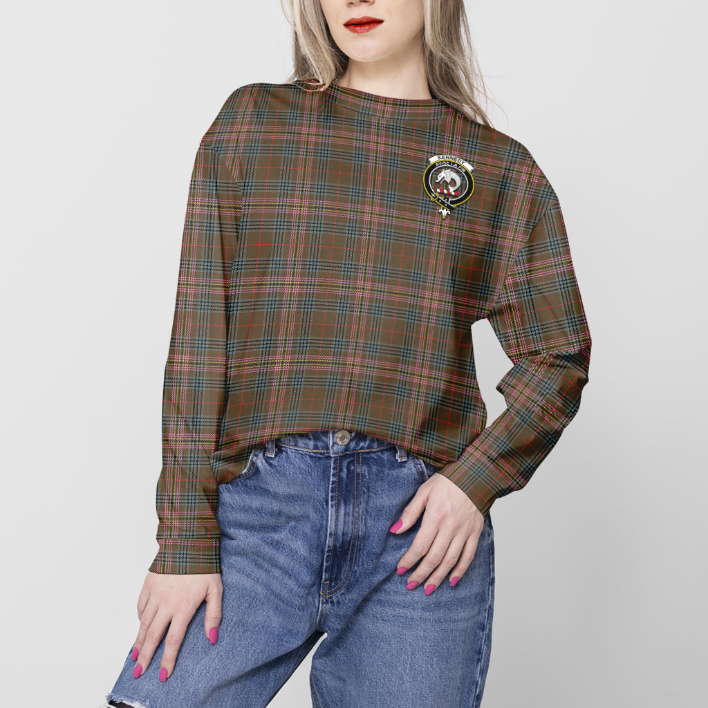 Kennedy Weathered Tartan Sweatshirt with Family Crest - Tartan Vibes Clothing