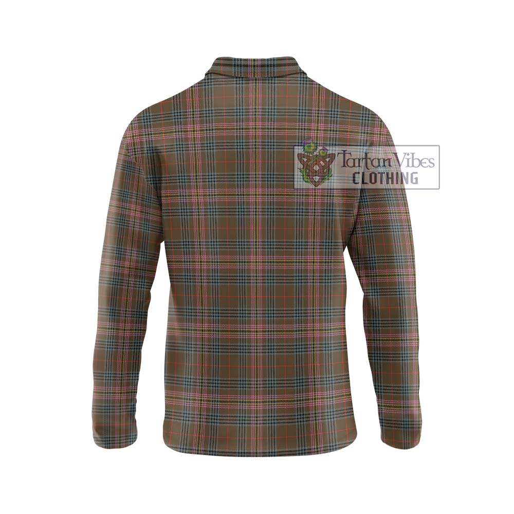 Kennedy Weathered Tartan Long Sleeve Polo Shirt with Family Crest DNA In Me Style - Tartanvibesclothing Shop