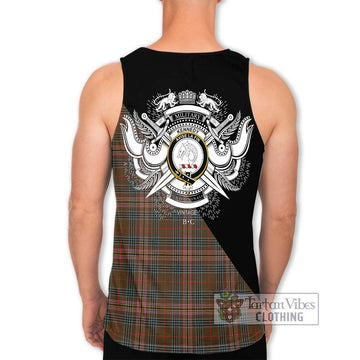 Kennedy Weathered Tartan Men's Tank Top with Family Crest and Military Logo Style