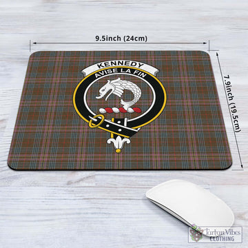 Kennedy Weathered Tartan Mouse Pad with Family Crest