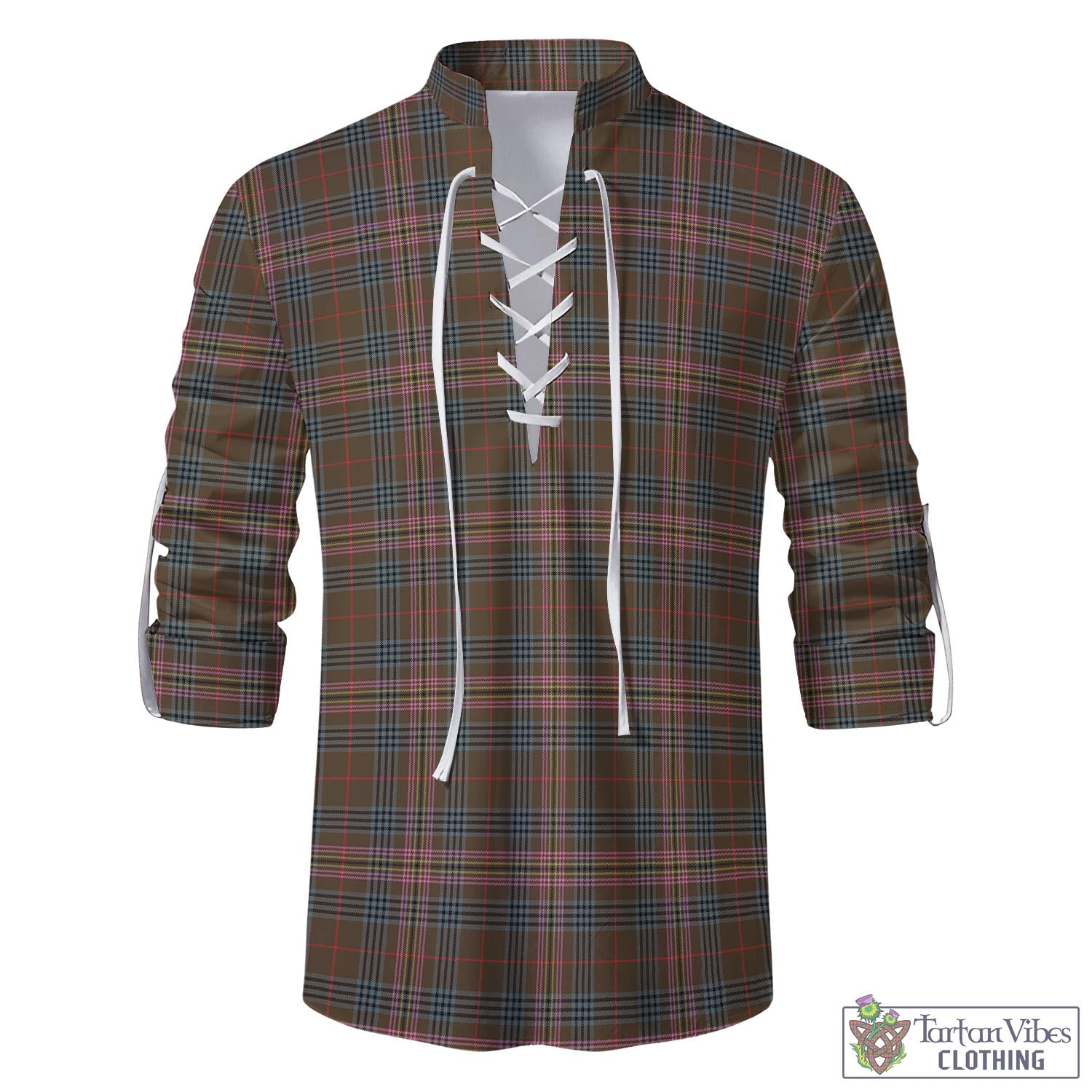 Tartan Vibes Clothing Kennedy Weathered Tartan Men's Scottish Traditional Jacobite Ghillie Kilt Shirt