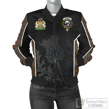 Kennedy Weathered Tartan Bomber Jacket with Family Crest and Scottish Thistle Vibes Sport Style