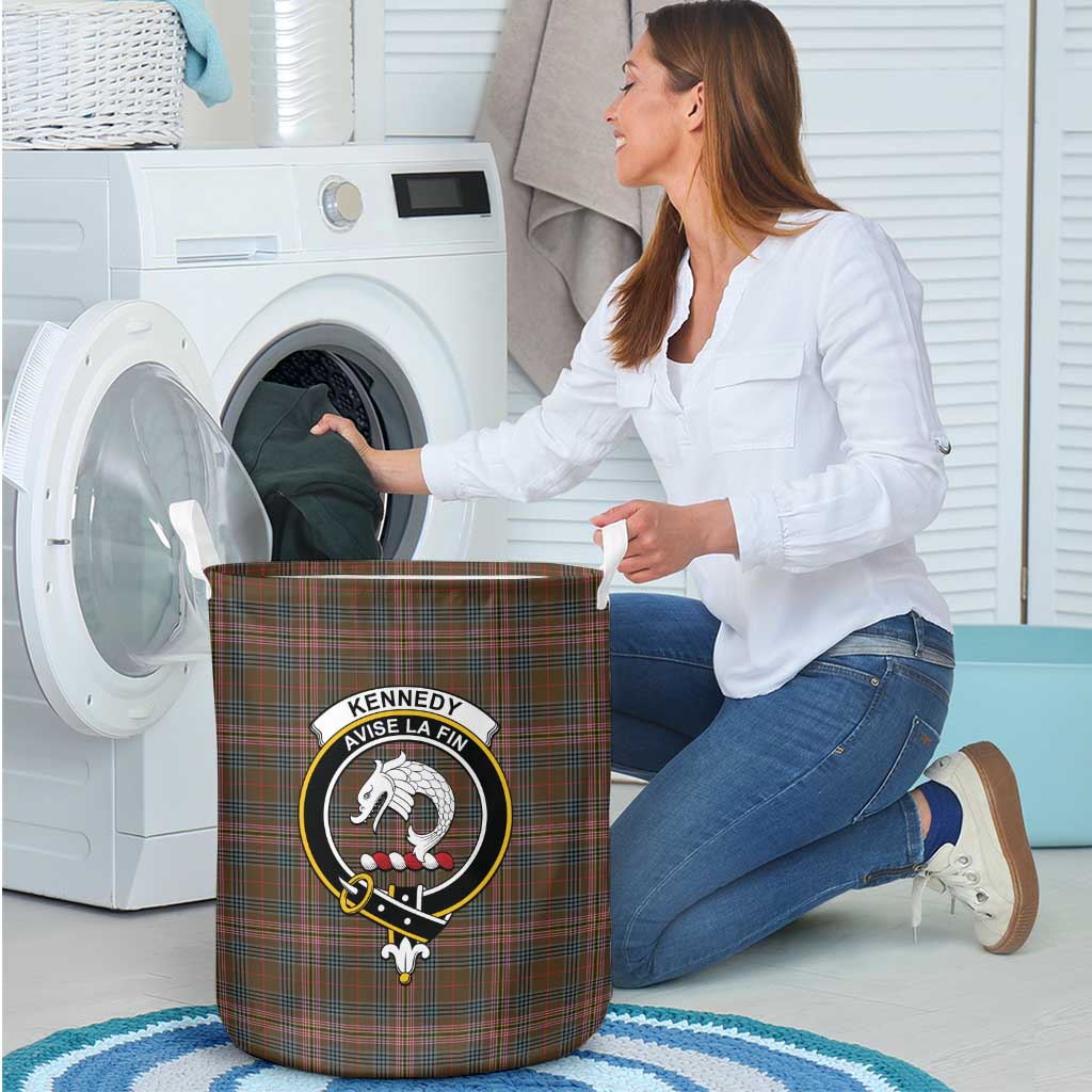 Tartan Vibes Clothing Kennedy Weathered Tartan Laundry Basket with Family Crest