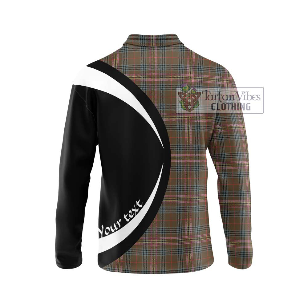 Kennedy Weathered Tartan Long Sleeve Polo Shirt with Family Crest Circle Style - Tartan Vibes Clothing