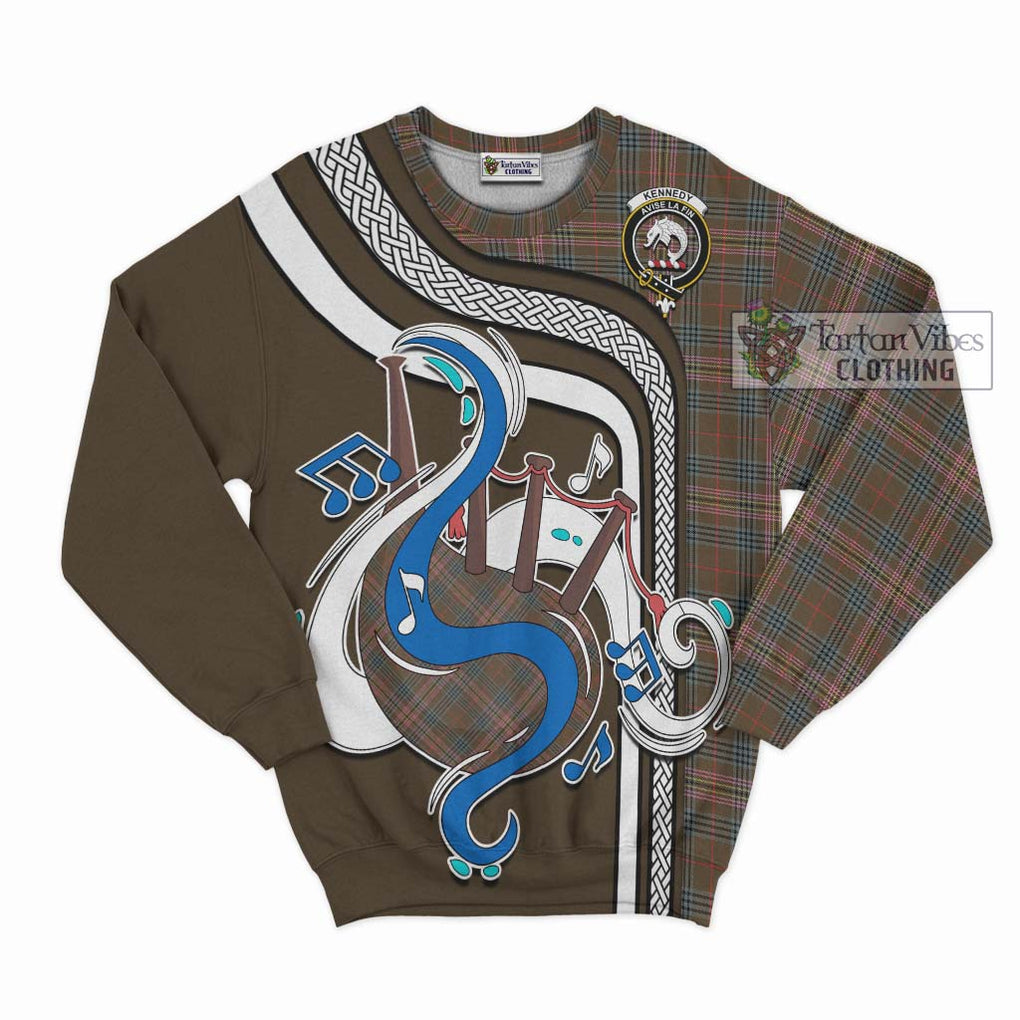 Tartan Vibes Clothing Kennedy Weathered Tartan Sweatshirt with Epic Bagpipe Style