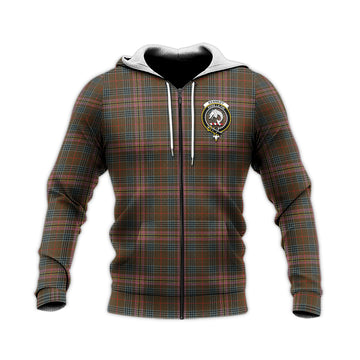 Kennedy Weathered Tartan Knitted Hoodie with Family Crest