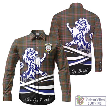 Kennedy Weathered Tartan Long Sleeve Button Up Shirt with Alba Gu Brath Regal Lion Emblem