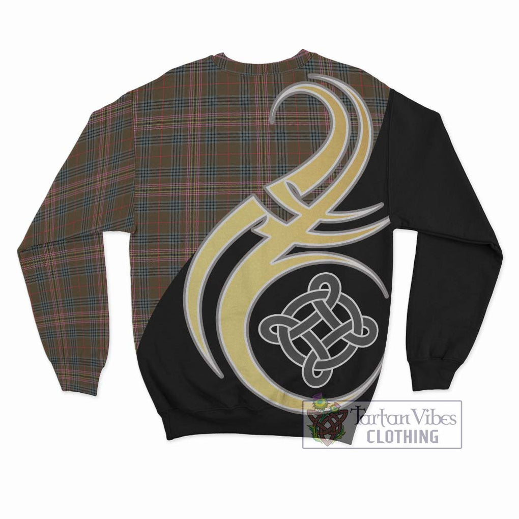 Kennedy Weathered Tartan Sweatshirt with Family Crest and Celtic Symbol Style - Tartan Vibes Clothing