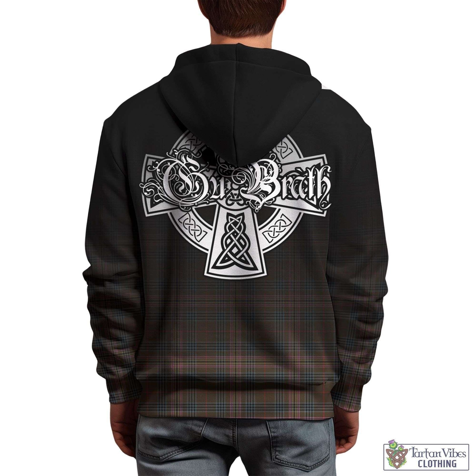 Tartan Vibes Clothing Kennedy Weathered Tartan Hoodie Featuring Alba Gu Brath Family Crest Celtic Inspired