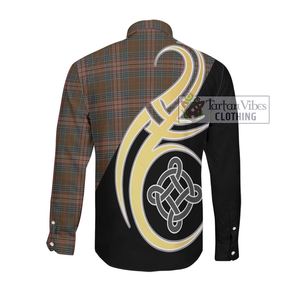 Kennedy Weathered Tartan Long Sleeve Button Shirt with Family Crest and Celtic Symbol Style Men's Shirt - Tartan Vibes Clothing