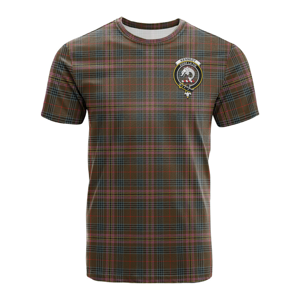 Kennedy Weathered Tartan T-Shirt with Family Crest - Tartan Vibes Clothing