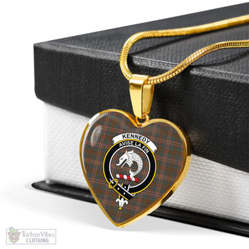 Kennedy Weathered Tartan Heart Necklace with Family Crest