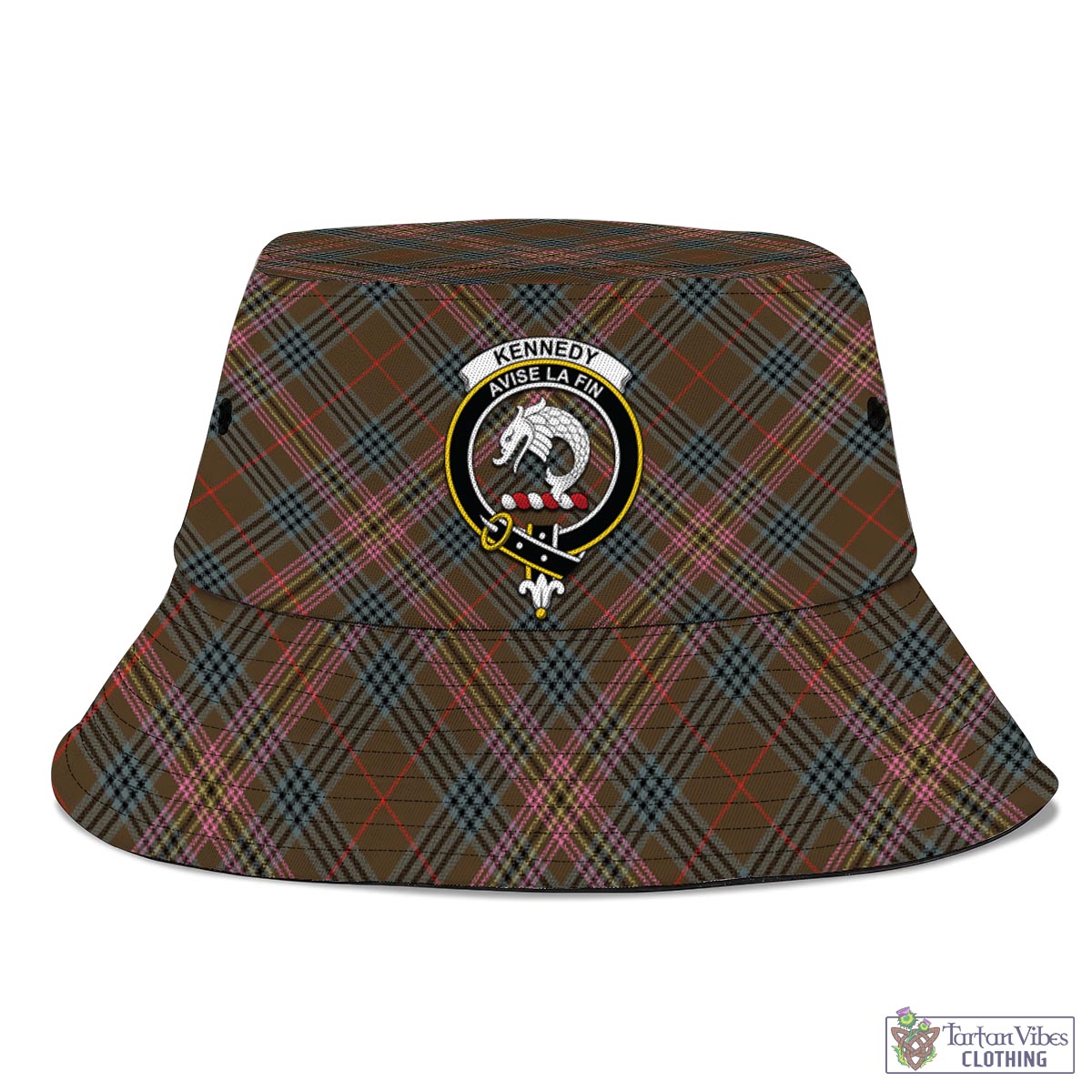 Tartan Vibes Clothing Kennedy Weathered Tartan Bucket Hat with Family Crest