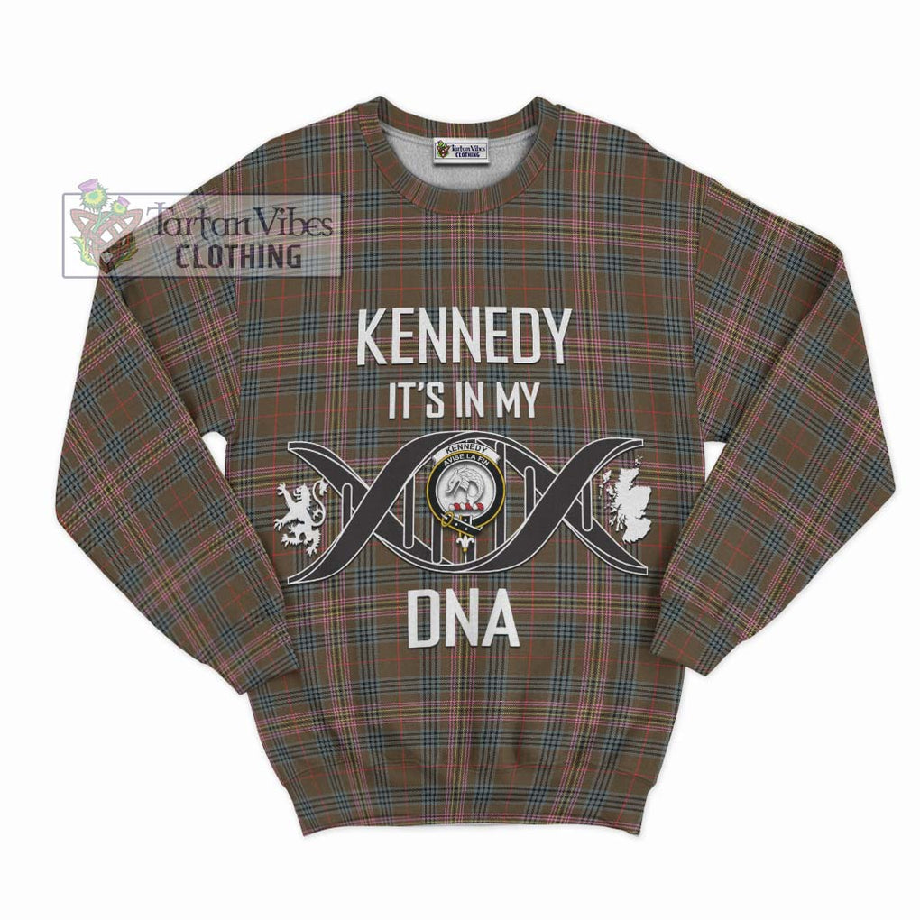 Kennedy Weathered Tartan Sweatshirt with Family Crest DNA In Me Style - Tartanvibesclothing Shop