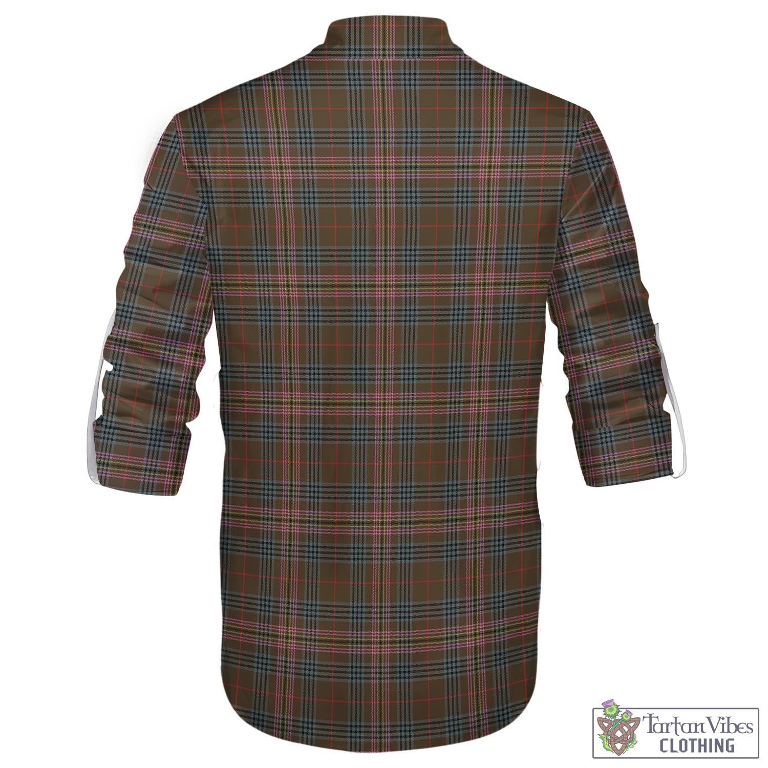 Tartan Vibes Clothing Kennedy Weathered Tartan Men's Scottish Traditional Jacobite Ghillie Kilt Shirt with Family Crest