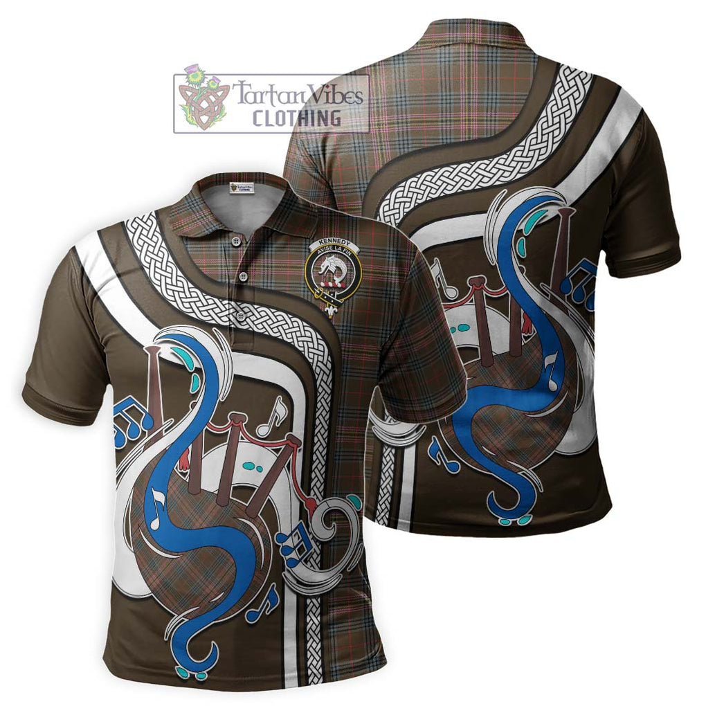 Tartan Vibes Clothing Kennedy Weathered Tartan Polo Shirt with Epic Bagpipe Style