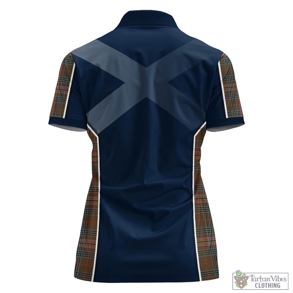 Tartan Vibes Clothing Kennedy Weathered Tartan Women's Polo Shirt with Family Crest and Scottish Thistle Vibes Sport Style