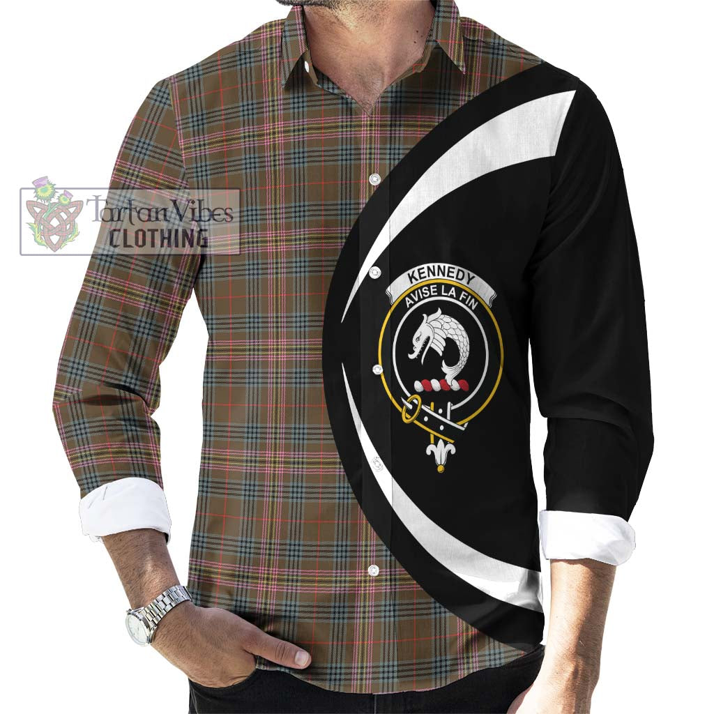 Tartan Vibes Clothing Kennedy Weathered Tartan Long Sleeve Button Up with Family Crest Circle Style