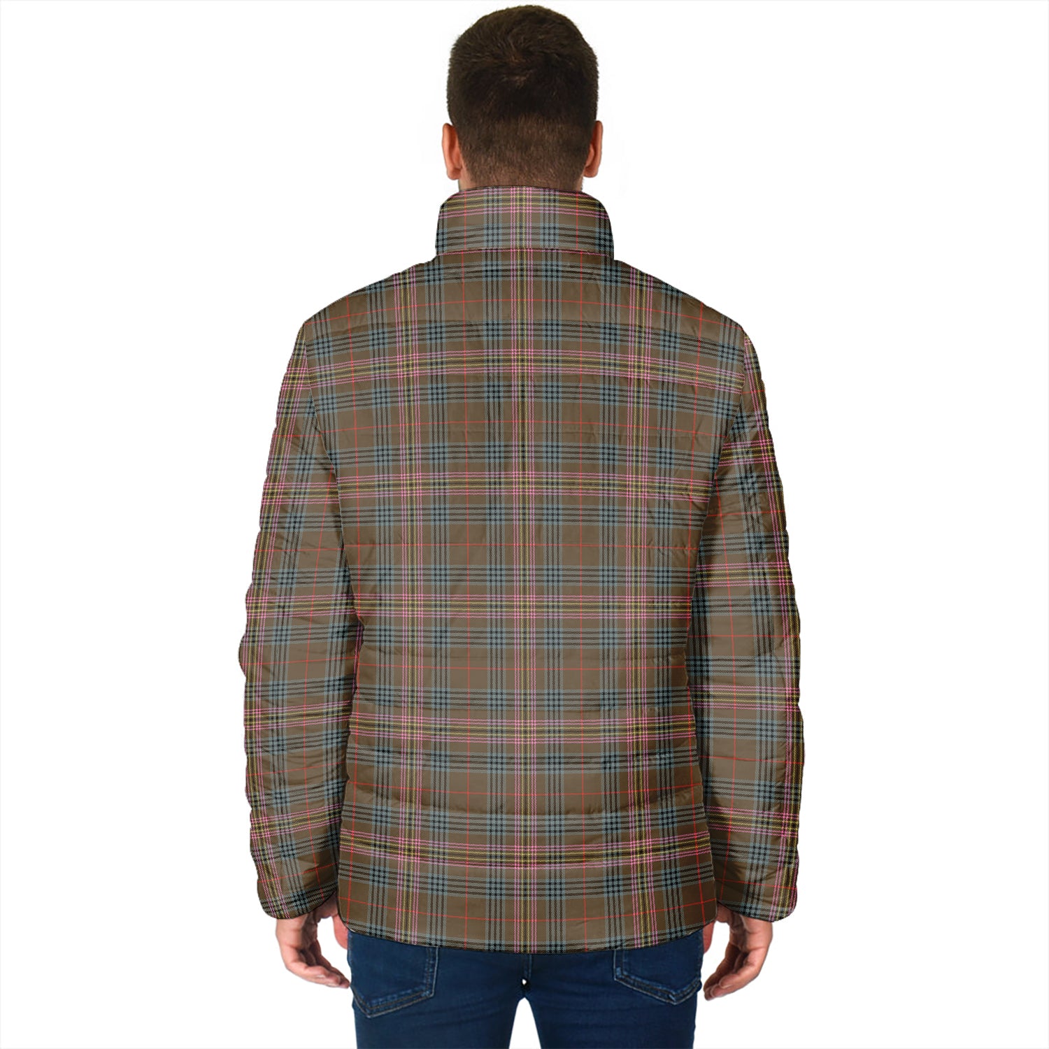 Kennedy Weathered Tartan Padded Jacket with Family Crest - Tartan Vibes Clothing