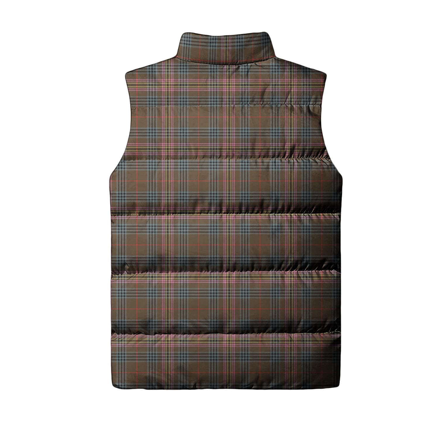 Kennedy Weathered Tartan Sleeveless Puffer Jacket with Family Crest - Tartanvibesclothing