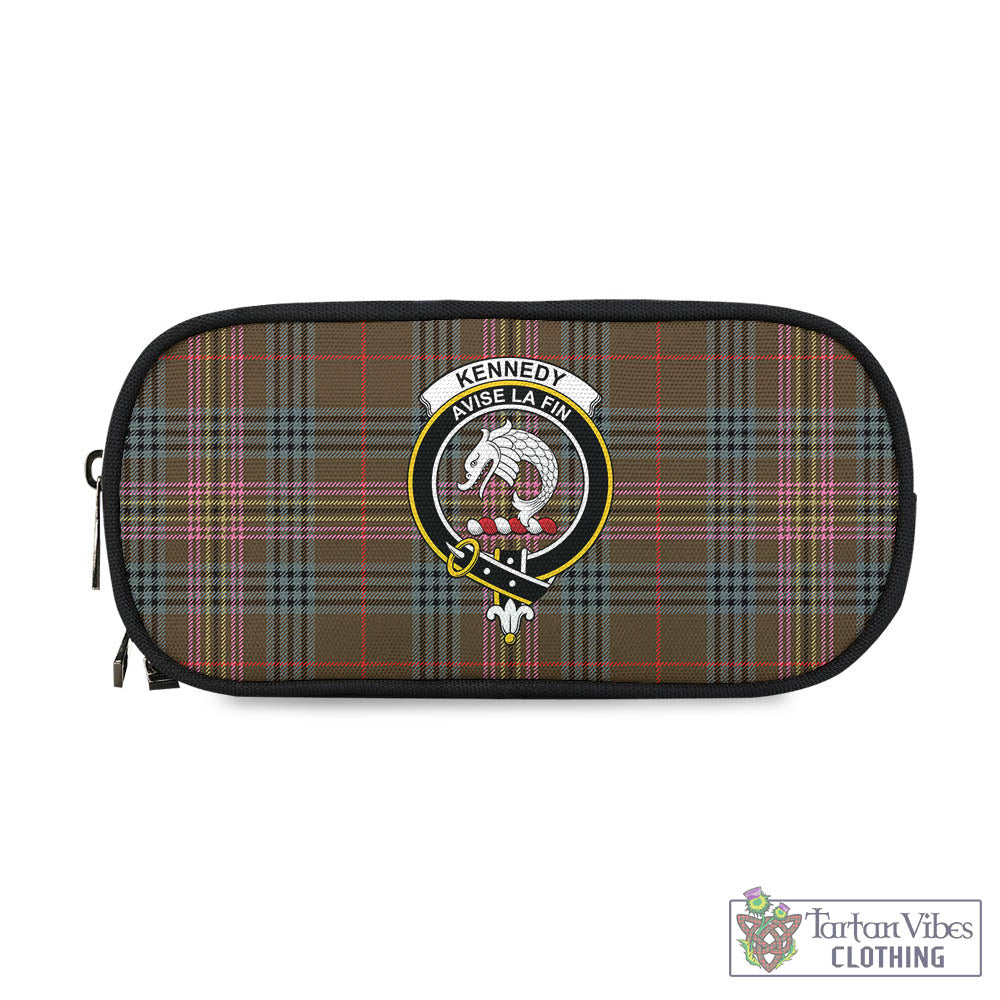 Tartan Vibes Clothing Kennedy Weathered Tartan Pen and Pencil Case with Family Crest