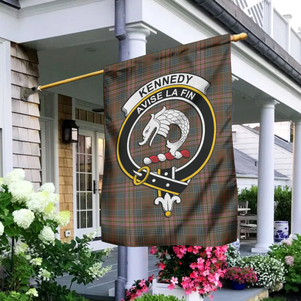 kennedy-weathered-tartan-flag-with-family-crest