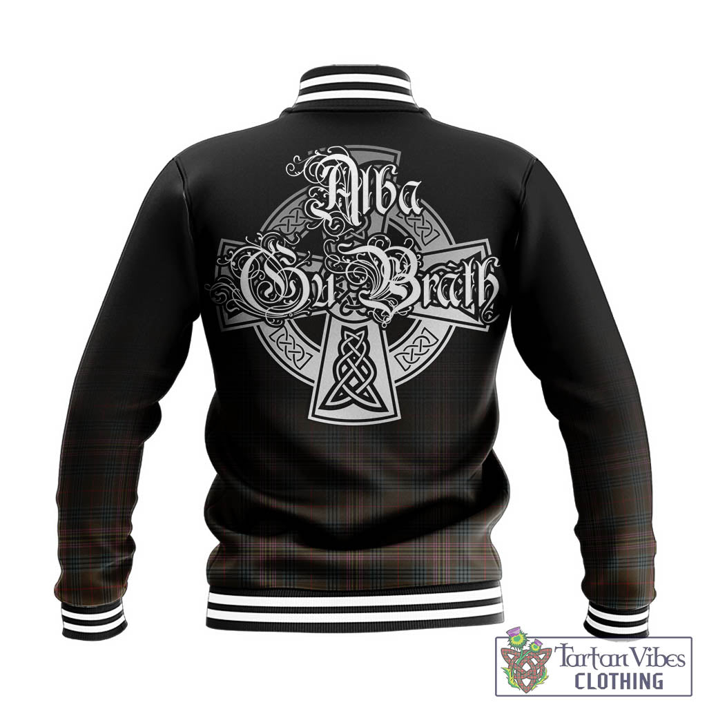 Tartan Vibes Clothing Kennedy Weathered Tartan Baseball Jacket Featuring Alba Gu Brath Family Crest Celtic Inspired