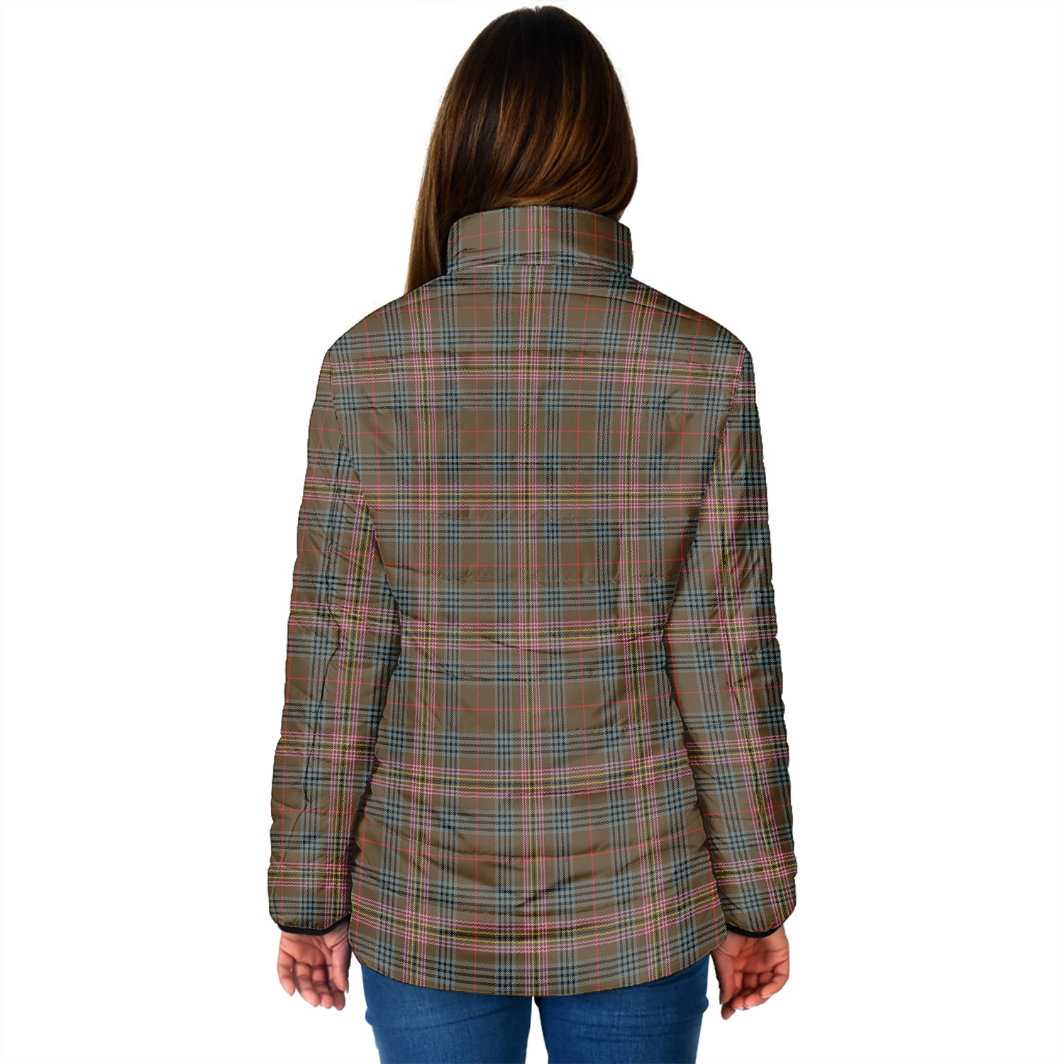 Kennedy Weathered Tartan Padded Jacket with Family Crest - Tartan Vibes Clothing