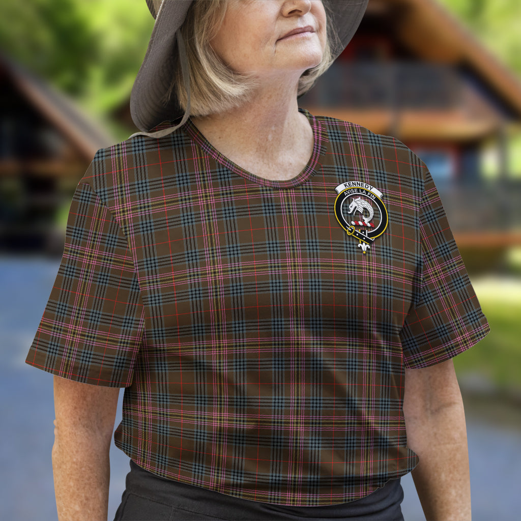 Kennedy Weathered Tartan T-Shirt with Family Crest - Tartan Vibes Clothing