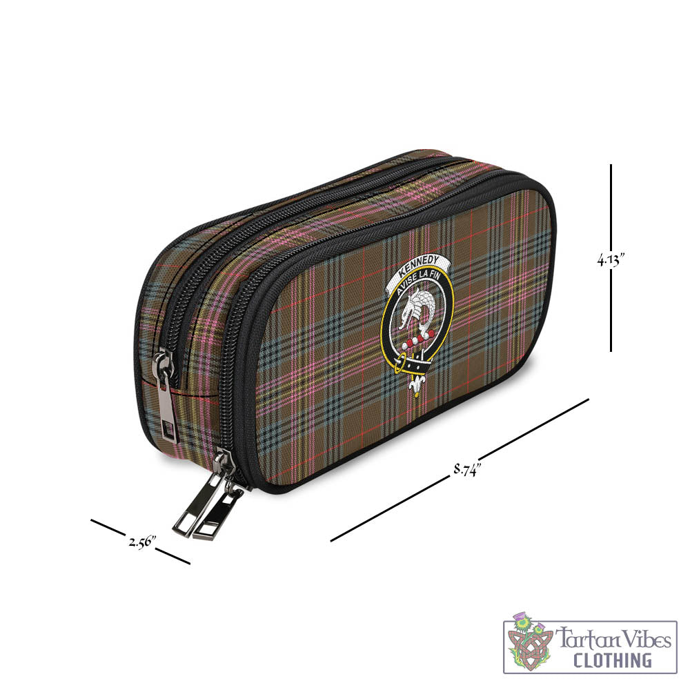 Tartan Vibes Clothing Kennedy Weathered Tartan Pen and Pencil Case with Family Crest