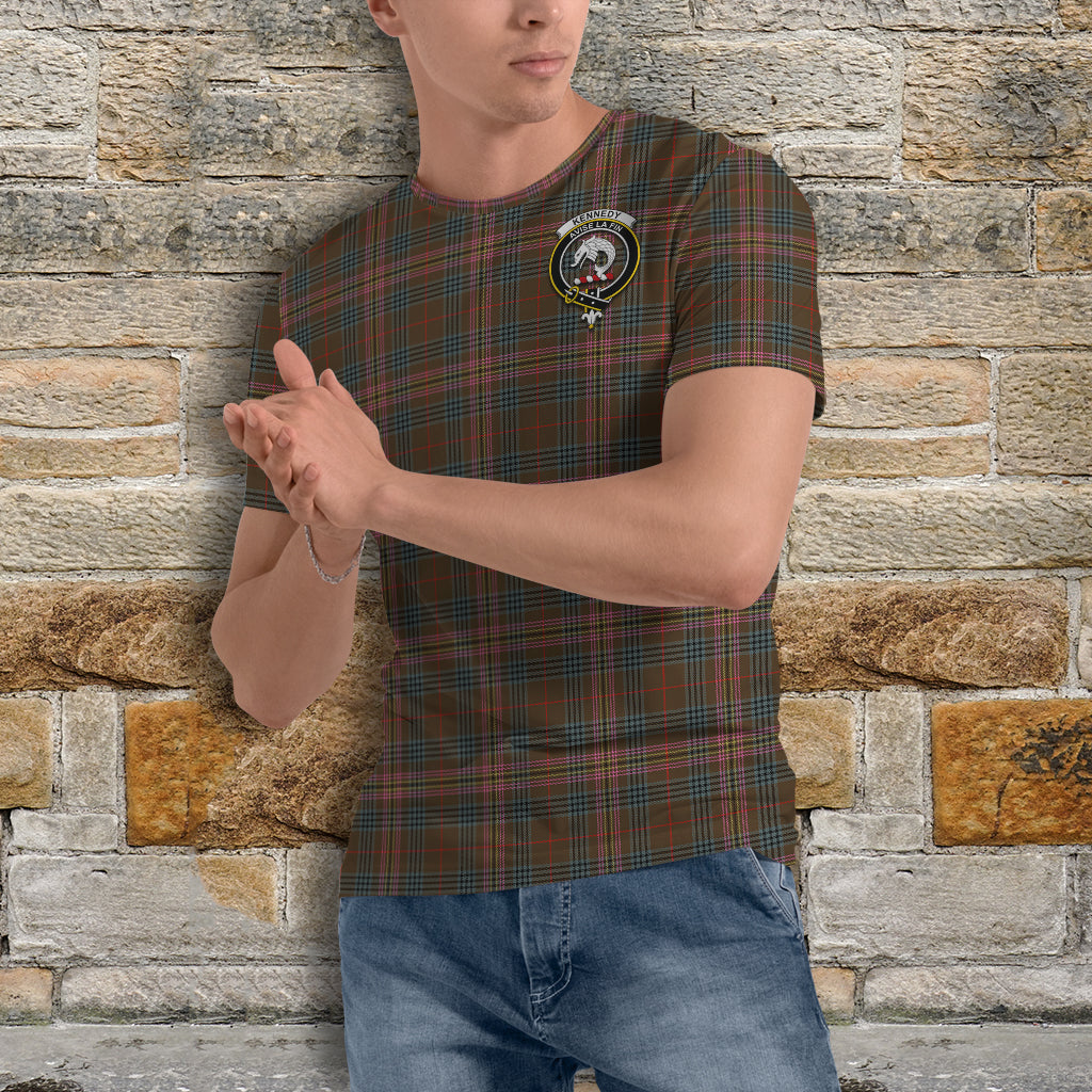 Kennedy Weathered Tartan T-Shirt with Family Crest - Tartan Vibes Clothing