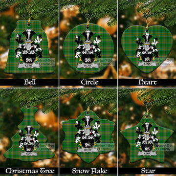 Kent Irish Clan Tartan Christmas Ceramic Ornament with Coat of Arms