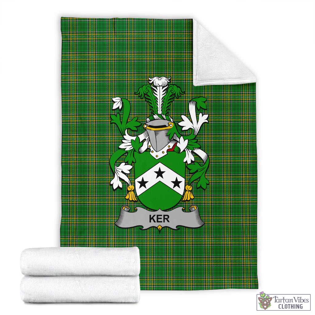Ker Irish Clan Tartan Blanket with Coat of Arms X-Large 59 x 79 inches 150 x 200 cm - Tartan Vibes Clothing