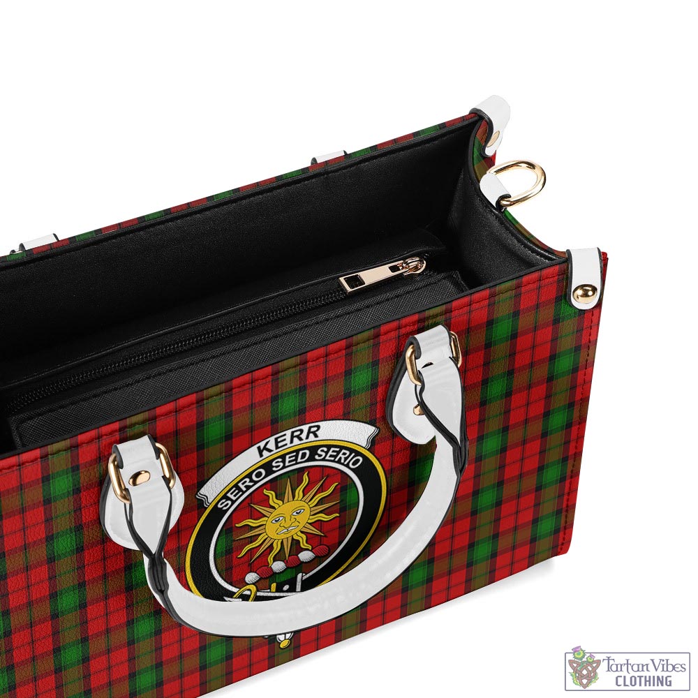 Tartan Vibes Clothing Kerr Tartan Luxury Leather Handbags with Family Crest