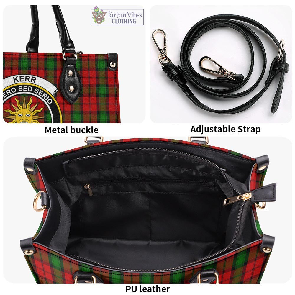 Tartan Vibes Clothing Kerr Tartan Luxury Leather Handbags with Family Crest