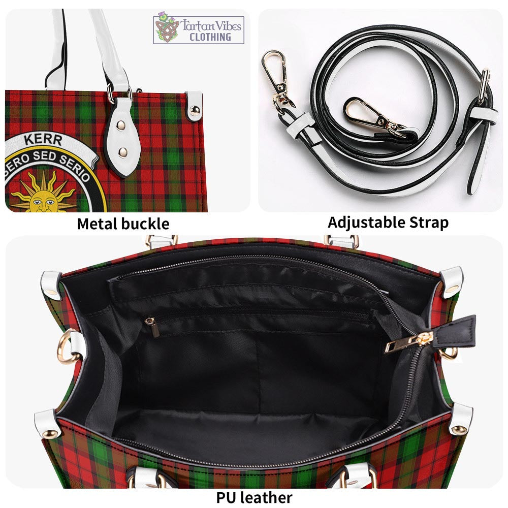 Tartan Vibes Clothing Kerr Tartan Luxury Leather Handbags with Family Crest