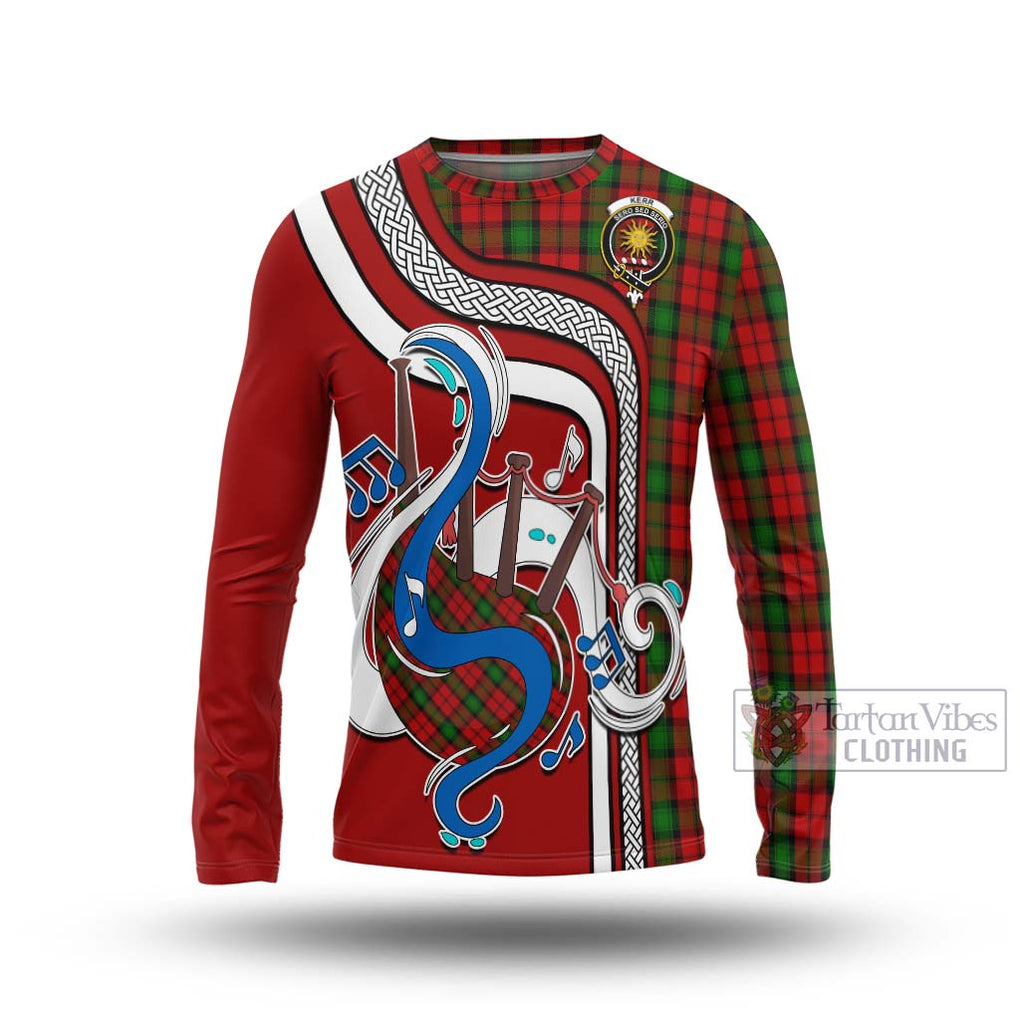 Tartan Vibes Clothing Kerr Tartan Long Sleeve T-Shirt with Epic Bagpipe Style