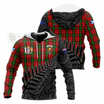 Kerr Crest Tartan Knitted Hoodie with New Zealand Silver Fern Half Style