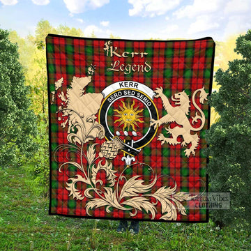 Kerr Tartan Quilt with Family Crest and Scottish Symbol Style