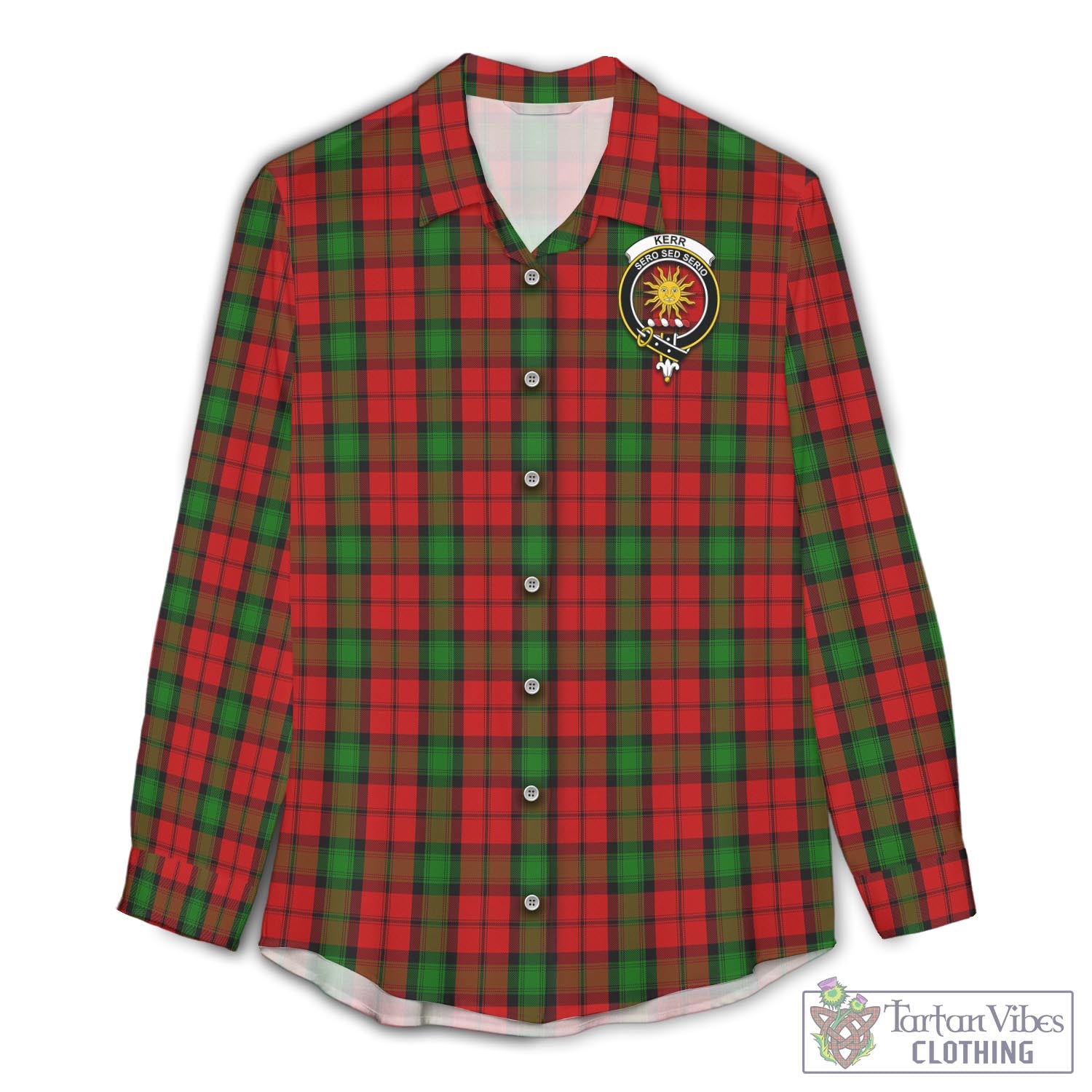 Tartan Vibes Clothing Kerr Tartan Womens Casual Shirt with Family Crest