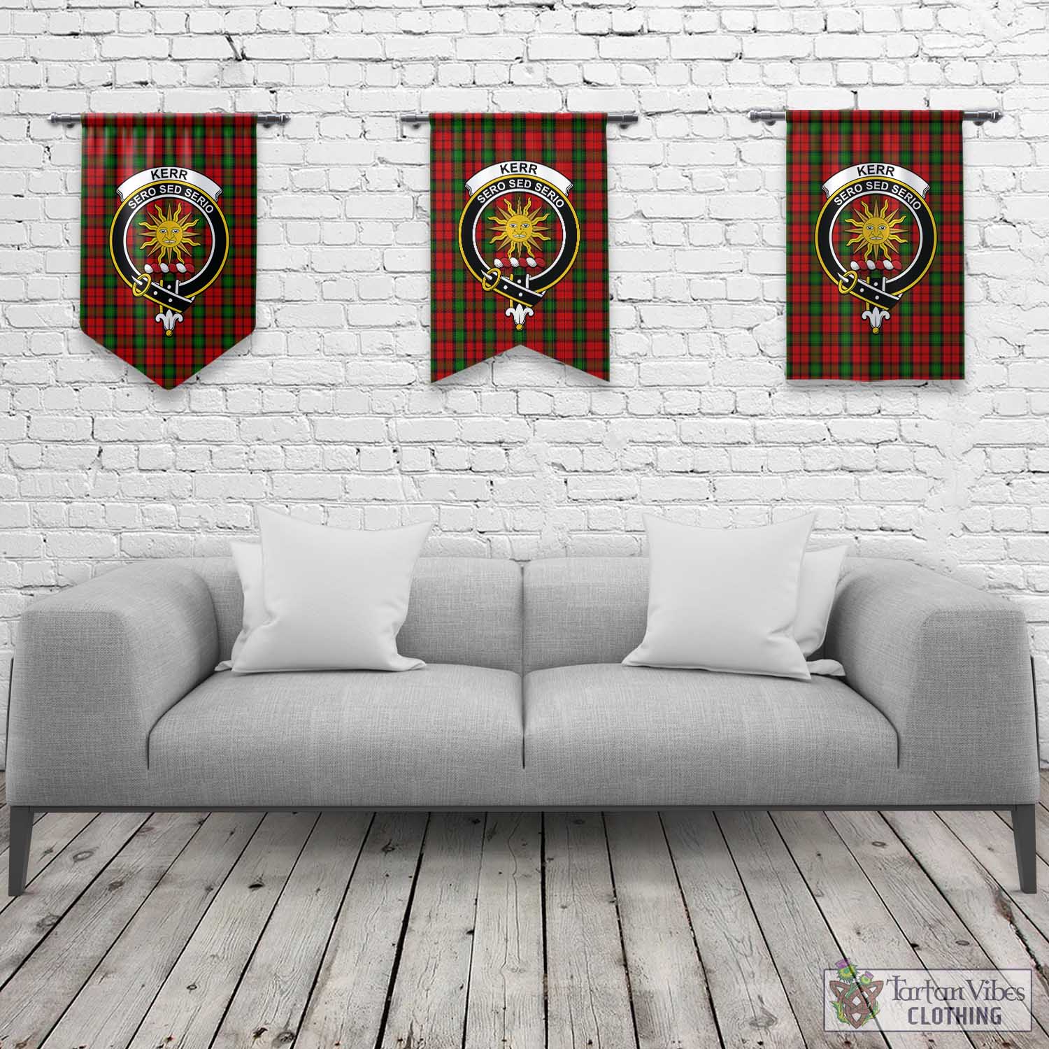 Tartan Vibes Clothing Kerr Tartan Gonfalon, Tartan Banner with Family Crest