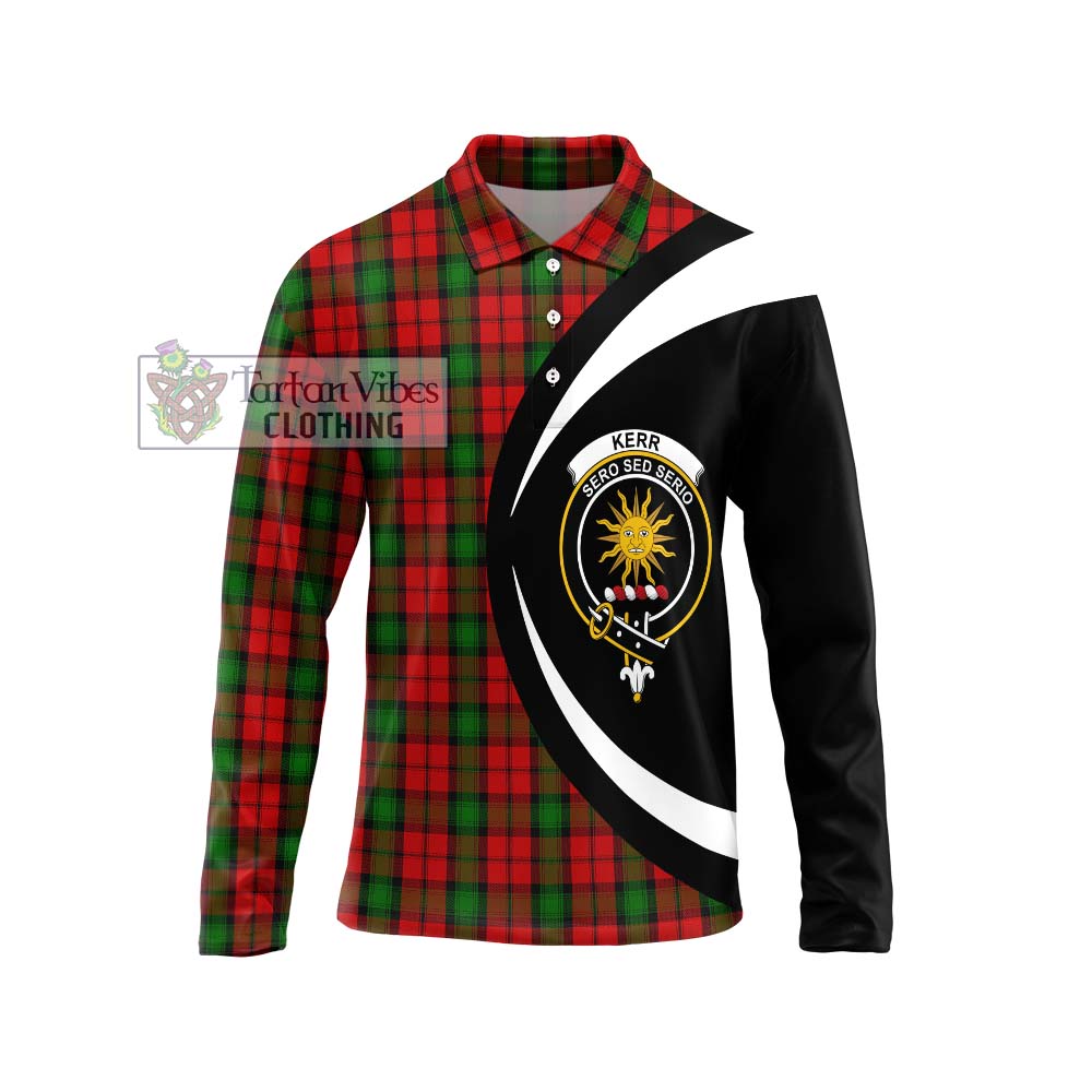 Kerr Tartan Long Sleeve Polo Shirt with Family Crest Circle Style Unisex - Tartan Vibes Clothing