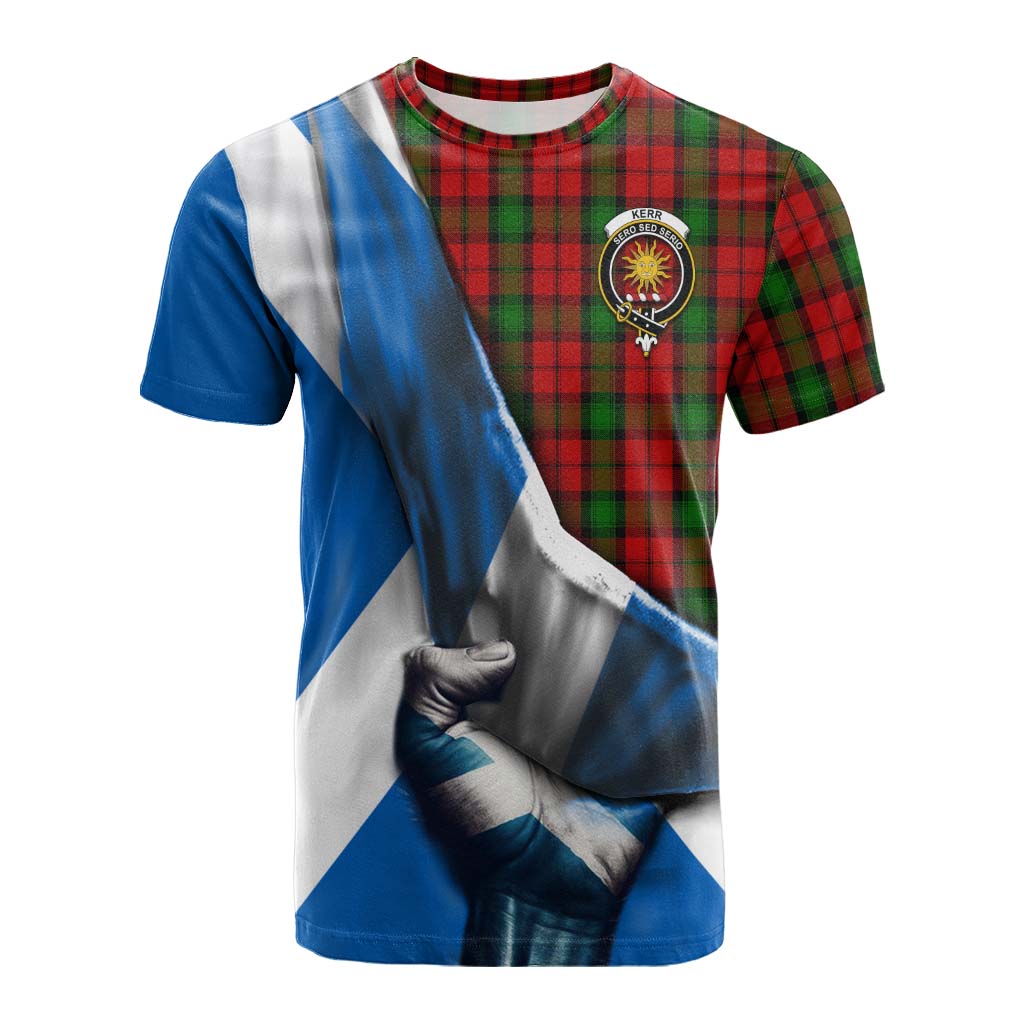 Tartan Vibes Clothing Kerr Tartan Cotton T-shirt with Family Crest Scotland Patriotic Style