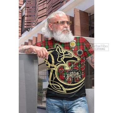 Kerr Tartan Cotton T-shirt with Family Crest Celtic Wolf Style