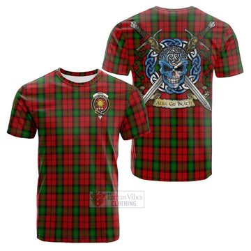 Kerr Tartan Cotton T-shirt with Family Crest Celtic Skull Style