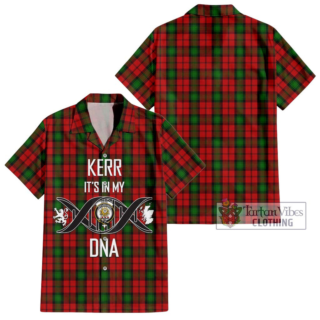 Kerr Tartan Short Sleeve Button Shirt with Family Crest DNA In Me Style Kid - Tartanvibesclothing Shop