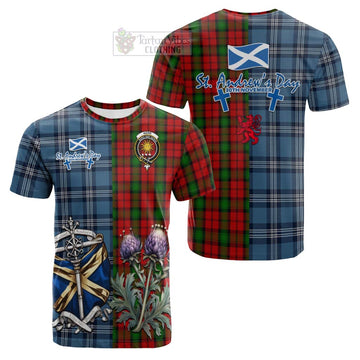 Kerr Tartan Cotton T-shirt Happy St. Andrew's Day Half Tartan Style