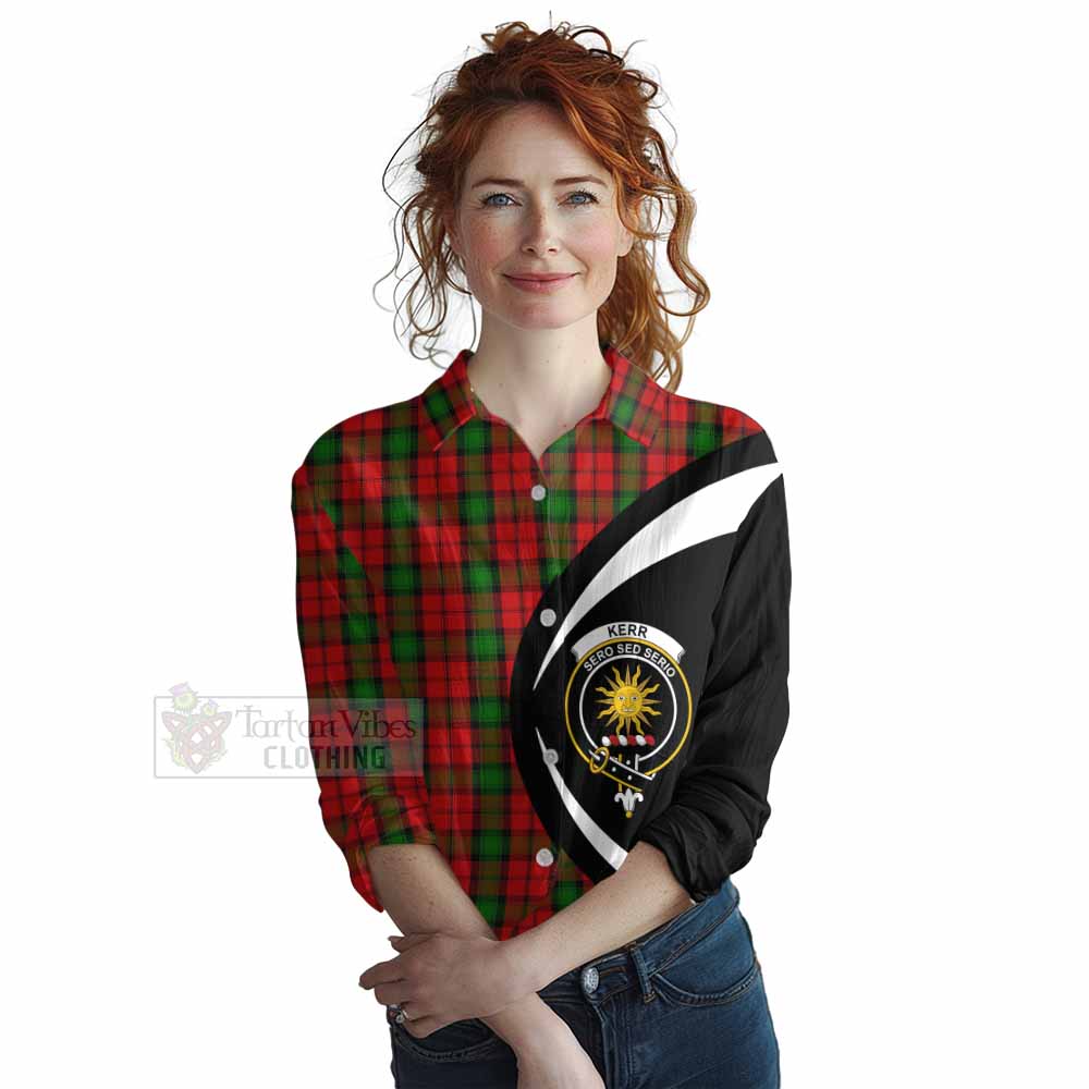 Tartan Vibes Clothing Kerr Tartan Women's Casual Shirt with Family Crest Circle Style