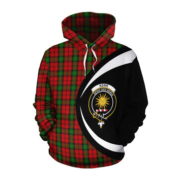 Kerr Tartan Cotton Hoodie with Family Crest Circle Style